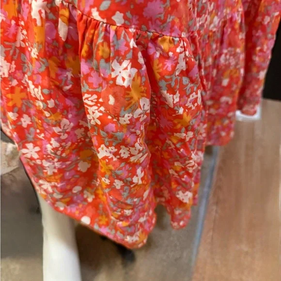Free People Orange Floral Maxi Ruffle Skirt Large - Picture 7 of 12